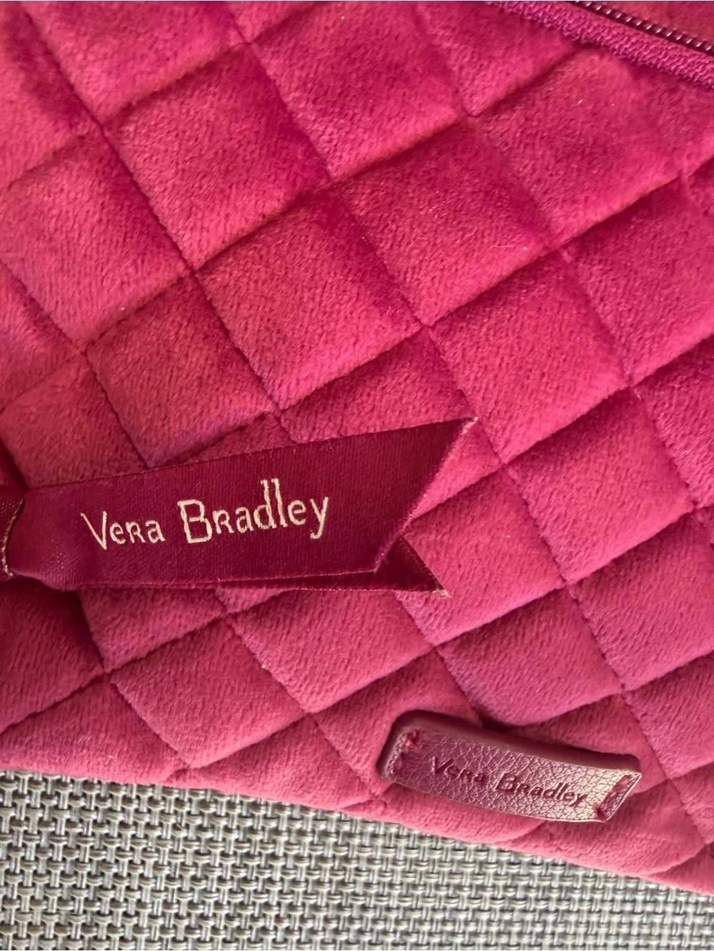 Vera Bradley Velvet Travel Makeup Cosmetic Organizer Case Berry Pink